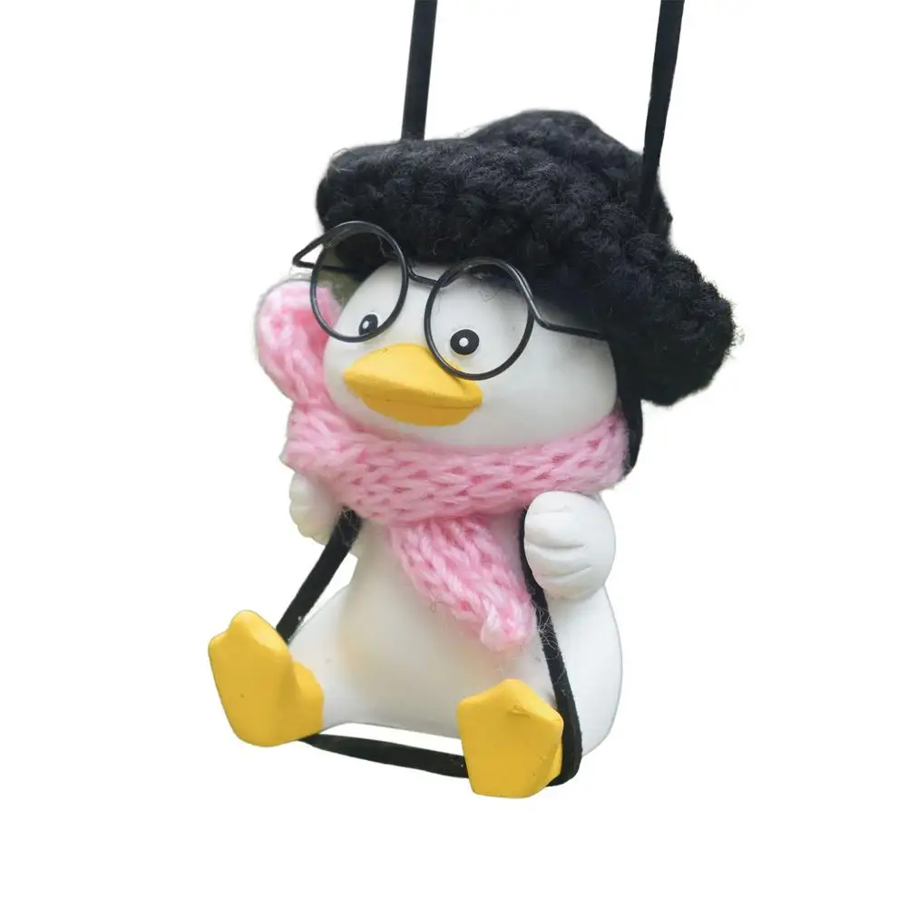 

Car Pendant Cute Little Duck Swing Anime Auto Rearview Mirror Hanging Ornaments Interior Decoration Accessories For Girls Gifts
