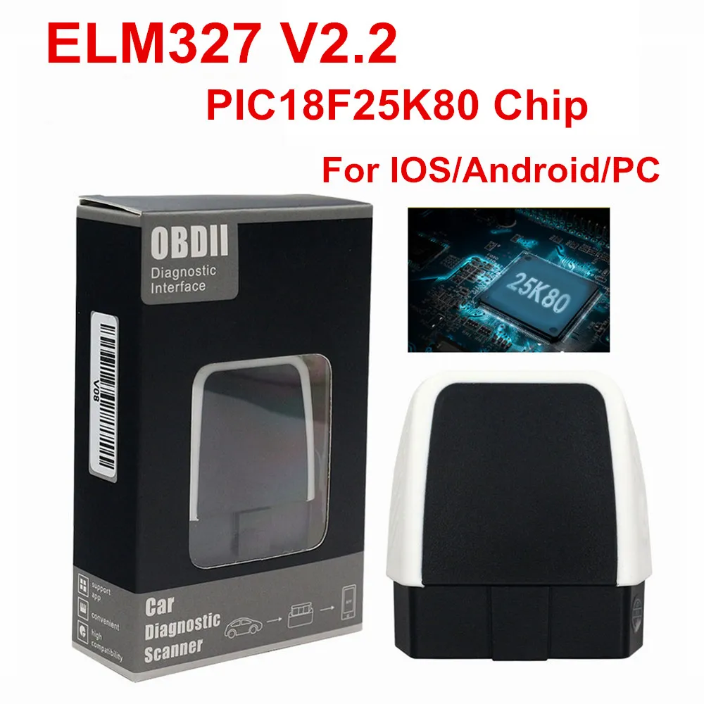 ELM327 v2.2 ELM327 Bluetooth 4,0 HW V2.2 PIC18F25K80 чип ELM 327 для Android/IOS/Windows поддерживает все функции OBD2 диагностический сканер - Цвет: ELM327 v2.2