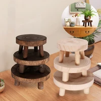 mini durable non slip wooden stool flower display stand modern potted planter supports for indoor outdoor decor wooden tray
