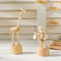 cartoon wooden artwork movable puppet desktop figurine gog giraffe clown horse statue toy decoration gifts home ornaments c d1s9
