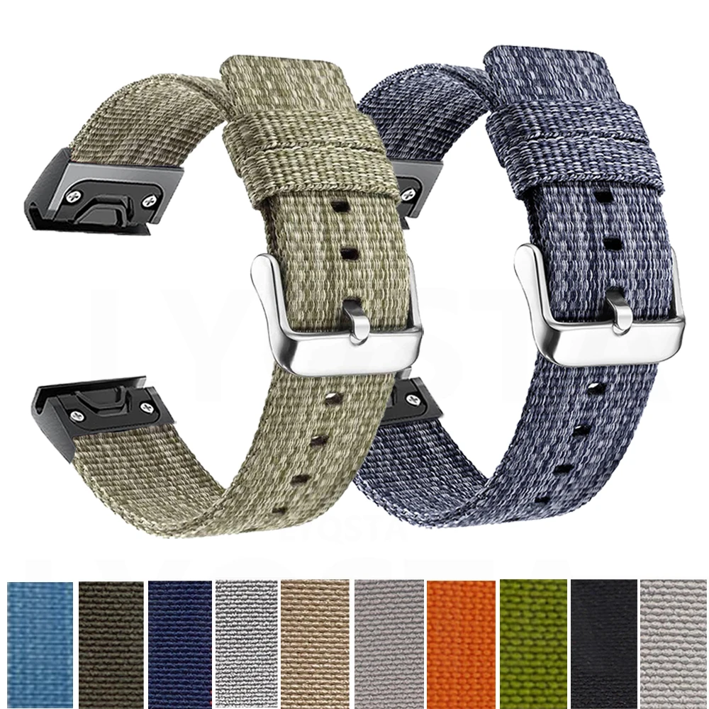 

For Garmin Fenix 6 6X Pro 5 5X Plus Forerunner 945 935 Approach S60 S62 Easy fit Woven Nylon Watchband Quick Release Wrist Strap