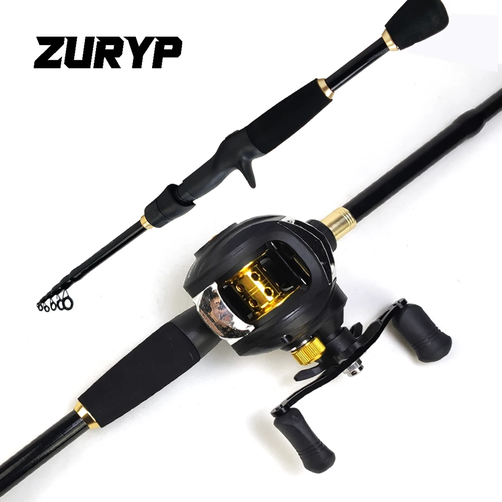 

ZURYP 1.8m-2.4m Fishing rod fishing reel combination set portable Casting Fishing combo 7.2:1 Gear Ratio High Speed BaitcastingA
