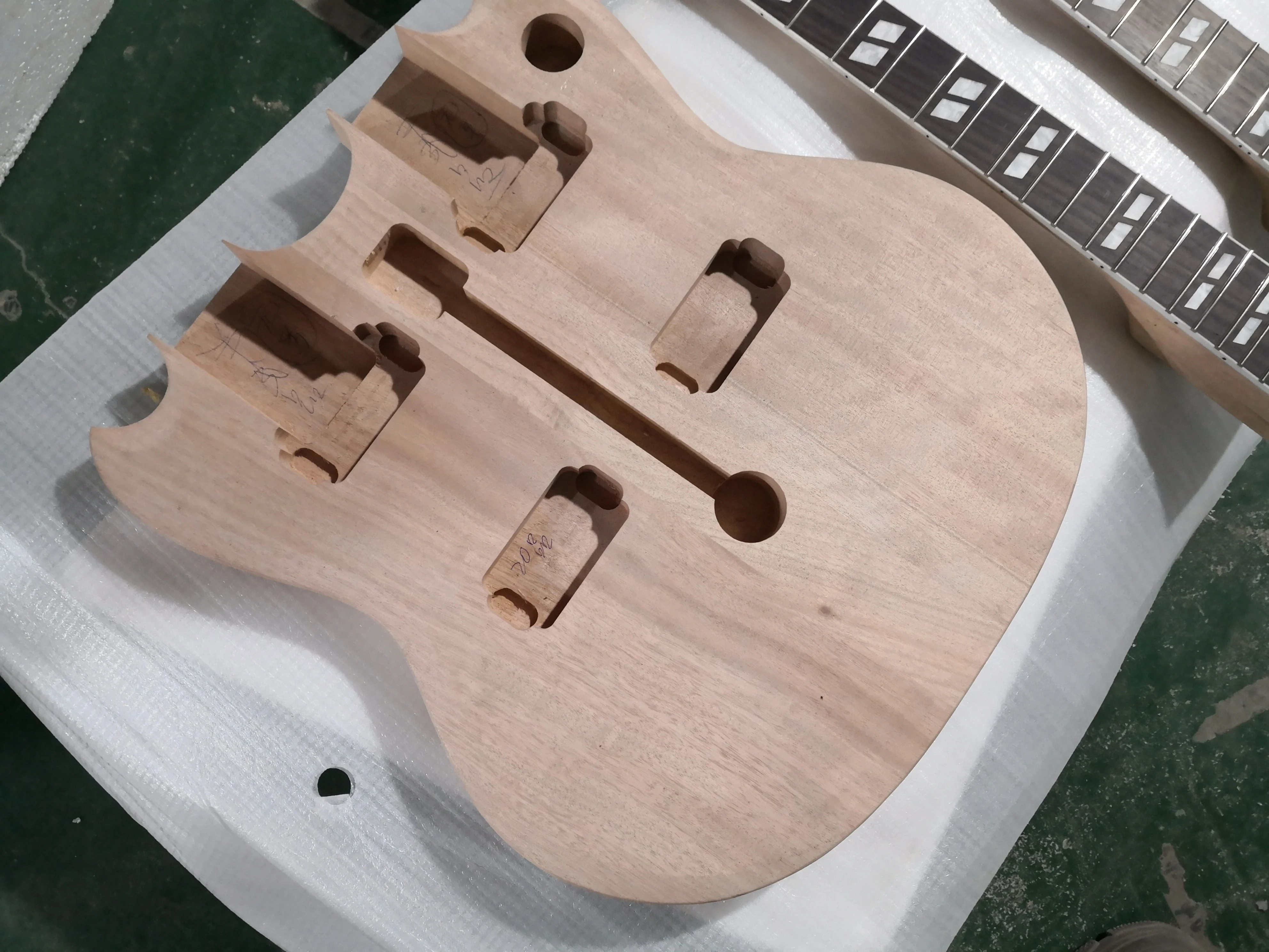 

free shipping custom 6 +12 strings electric double neck guitar,semi-finished guitar,mahogany body neck,can custom color