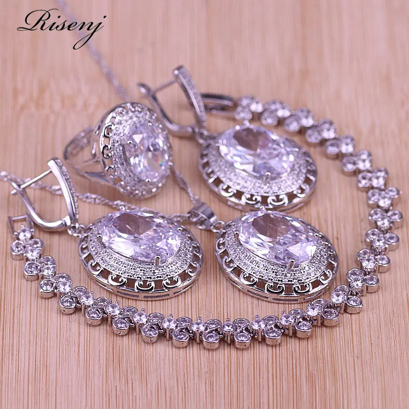 Акция роскошные стильные ювелирные изделия с большим камнем серебряного цвета