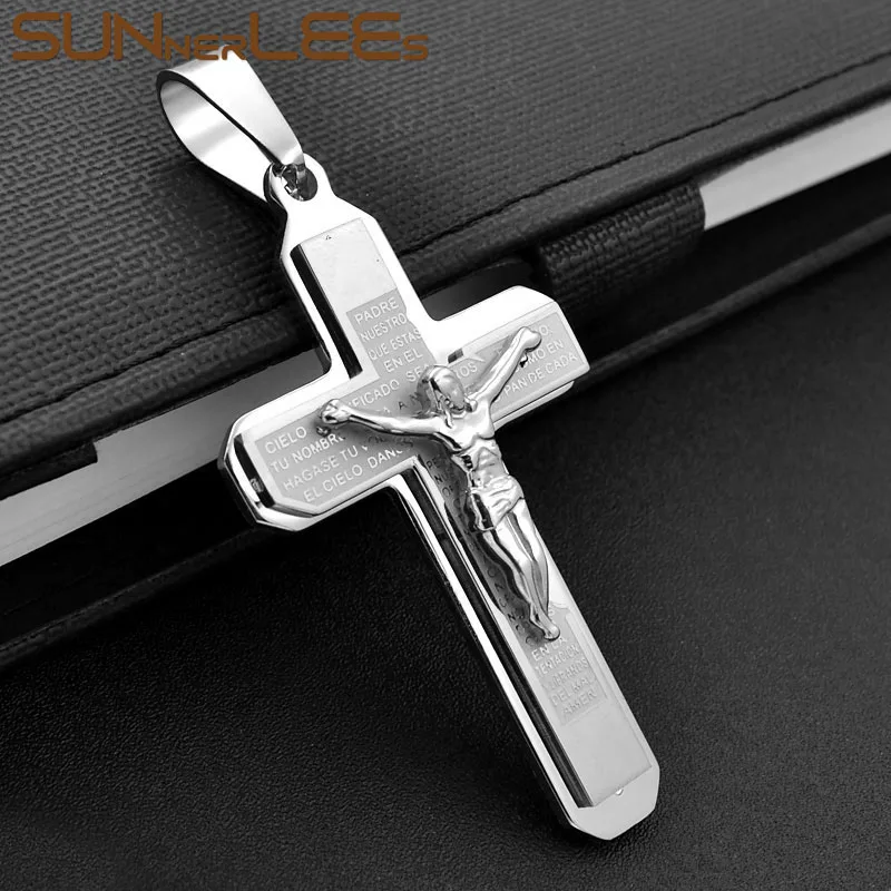 SUNNERLEES кулон из нержавеющей стали 316L крест Иисуса Христа ожерелье византийская