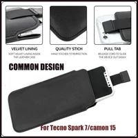 casteel pu leather case for tecno spark 7 camon 15 pro air premier pull tab sleeve pouch case cover