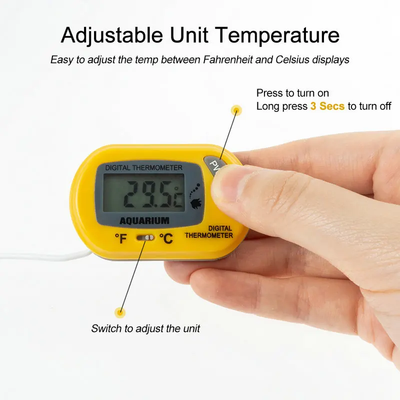 -50℃ + 70℃ Digital Aquarium Fish Tank Thermometer With Suction Cup Temperature Sensor Meter Tester Measurement - купить по