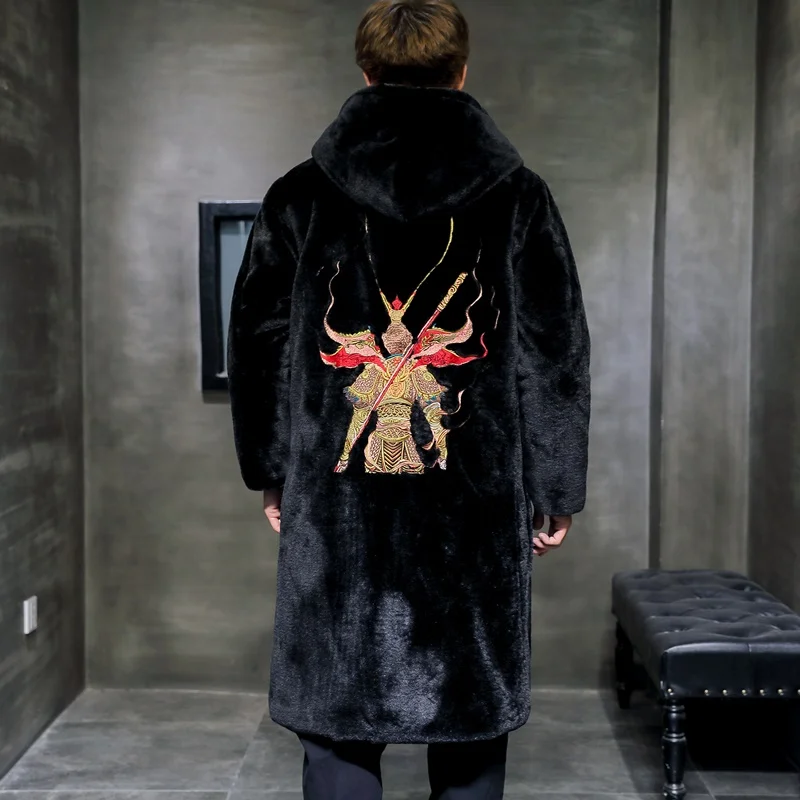 Традиционная китайская одежда для мужчин мужской длинный тренчкот с вышивкой