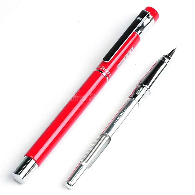 

Hero Classic 0.5mm Iridium Nib Steel Red Fountain Pen 360 Degree Inking Pens Office Home School For Writing Gift Pen