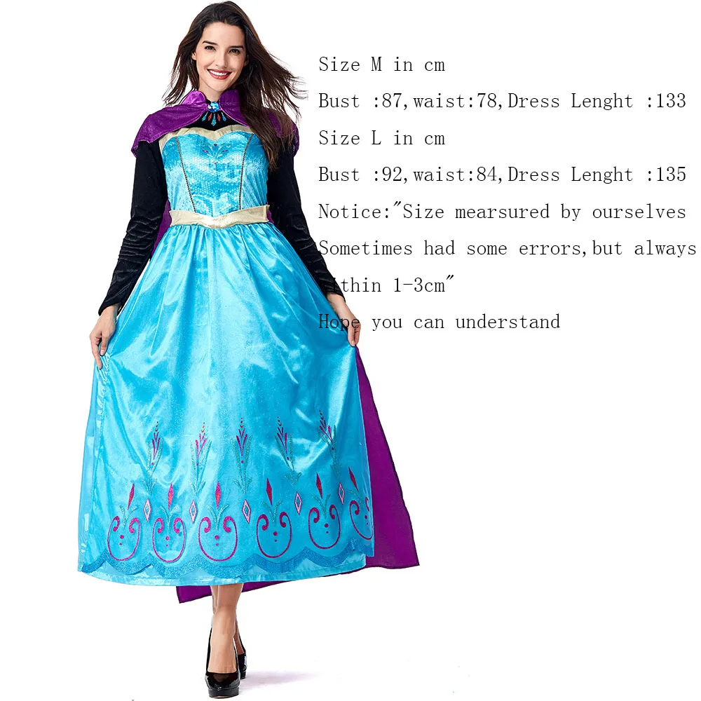 Новый костюм Снежной Королевы на Хэллоуин для взрослых женщин Анна Принцесса