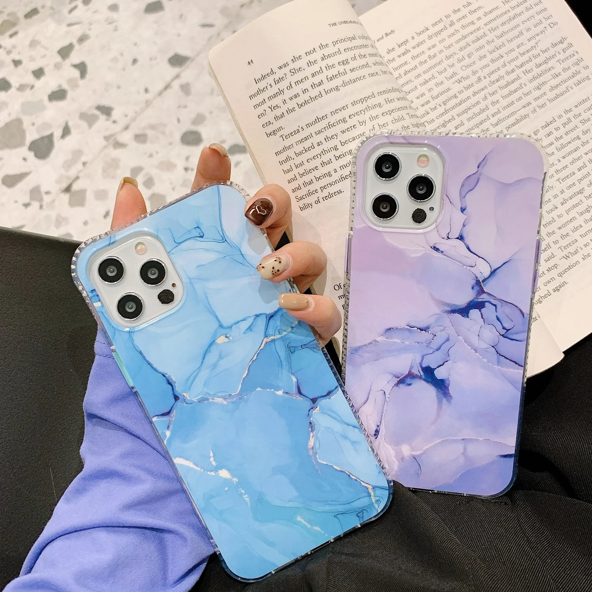 

Phone Case For iPhone SE 2020 7 8 Plus X XS XR 11 12 13 Mini PRO MAX Fashion Irregular Color Marbling Shockproof Protection Case