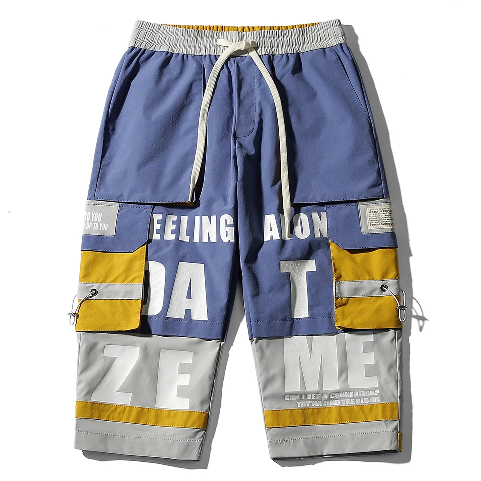 Мужские летние шорты-карго в стиле хип-хоп с несколькими карманами и боковой