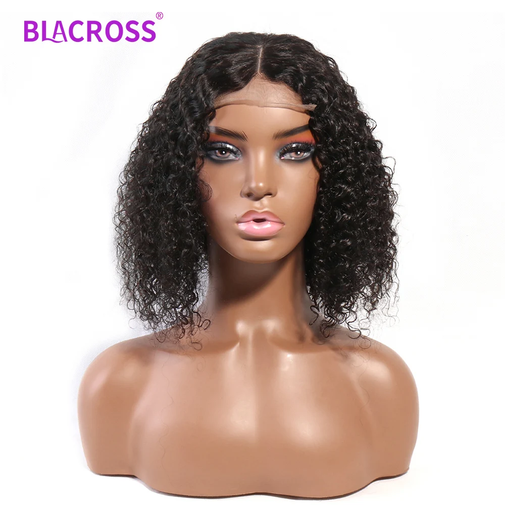 

Kinky Curly Lace Closure Wig Short Bob Wig Pre Plucked Brazilian Curly Human Hair 4x4 Lace Closure Wigs For Women