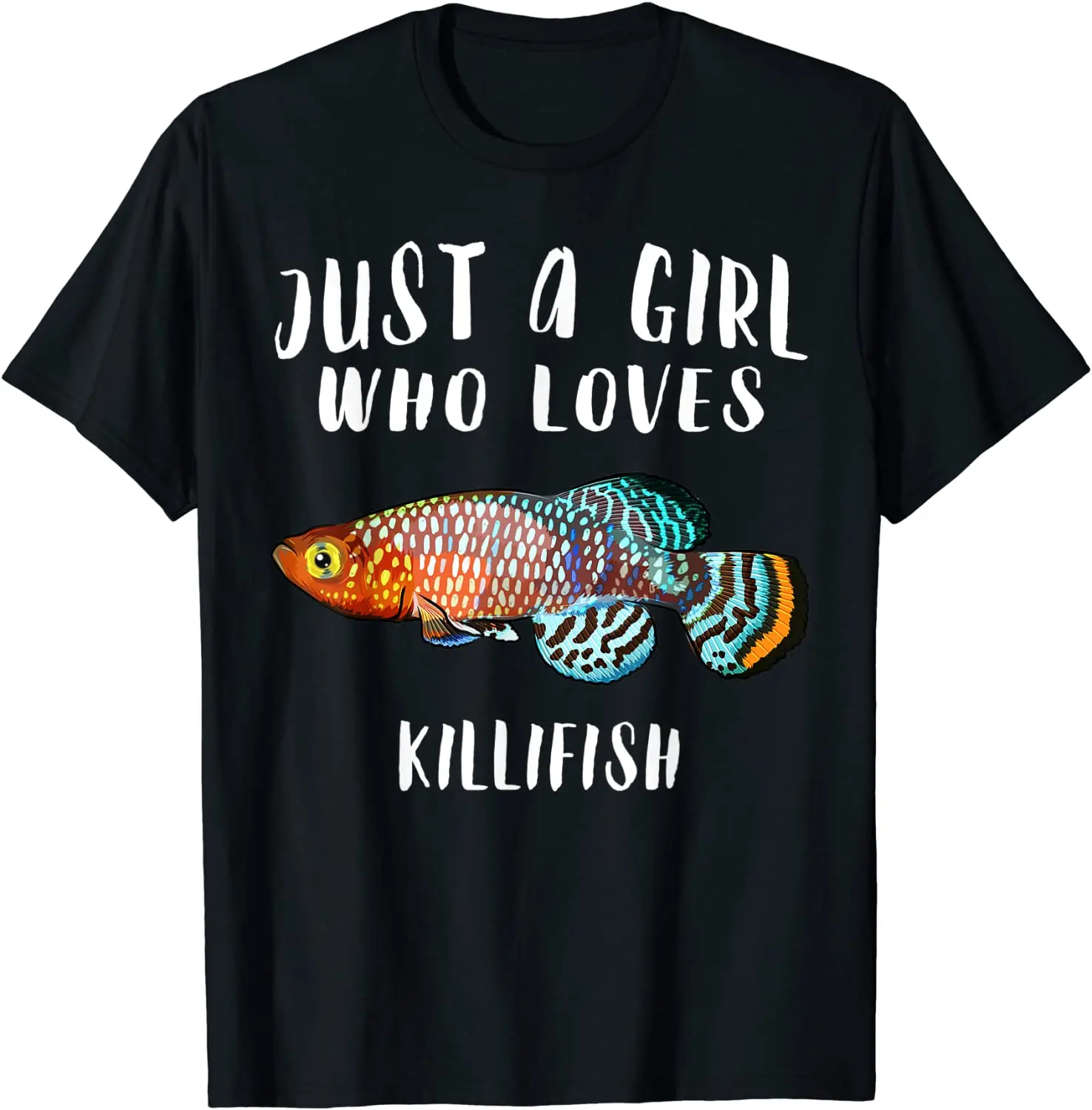 

Just A Girl Who Loves Killifish Fish Lover Black Men's Plus Size T-shirt