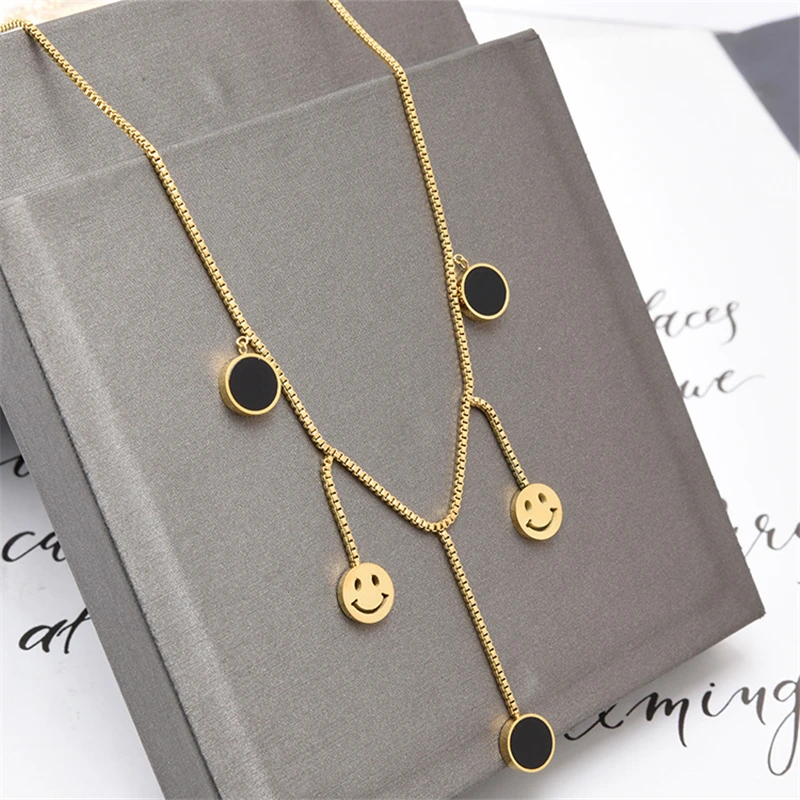 

Vintage Gold Color Stainless Steel Ankle Bracelet for Women Adjustable Size Luxury Designs Large Smiley Anklets Foot Chains