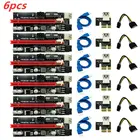 6 шт. новейший VER009 USB 3.0 PCI-E Райзер VER 009S Экспресс 1X 4x 8x 16x Райзер адаптер карта SATA 15 контактов на 6 контактов кабель питания