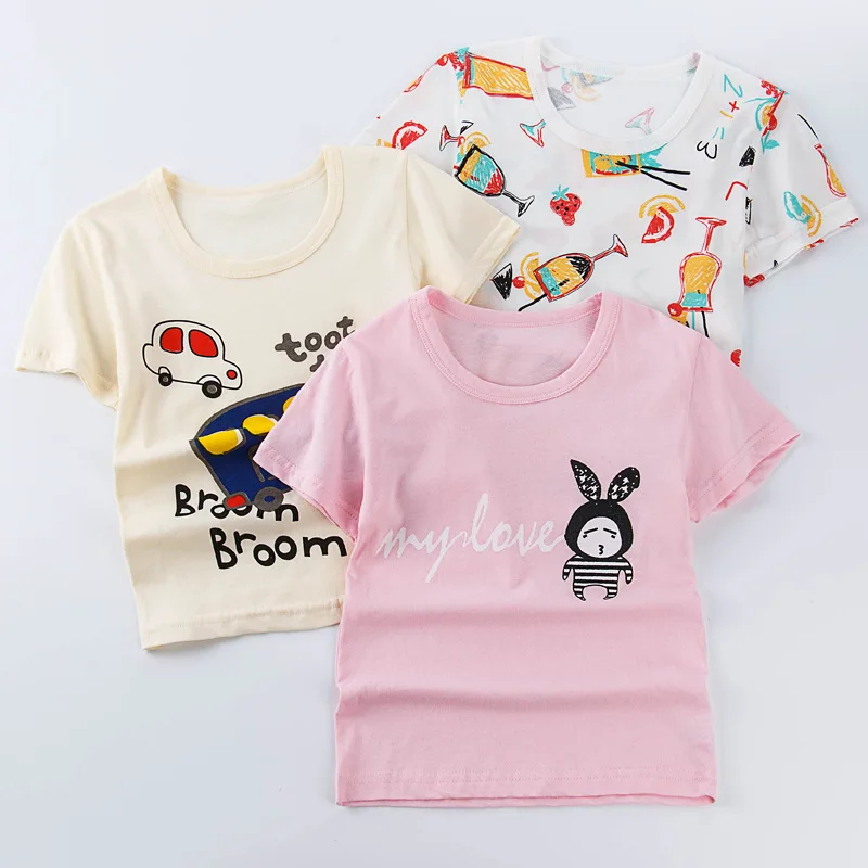 Детская Хлопковая футболка с короткими рукавами для мальчиков и девочек