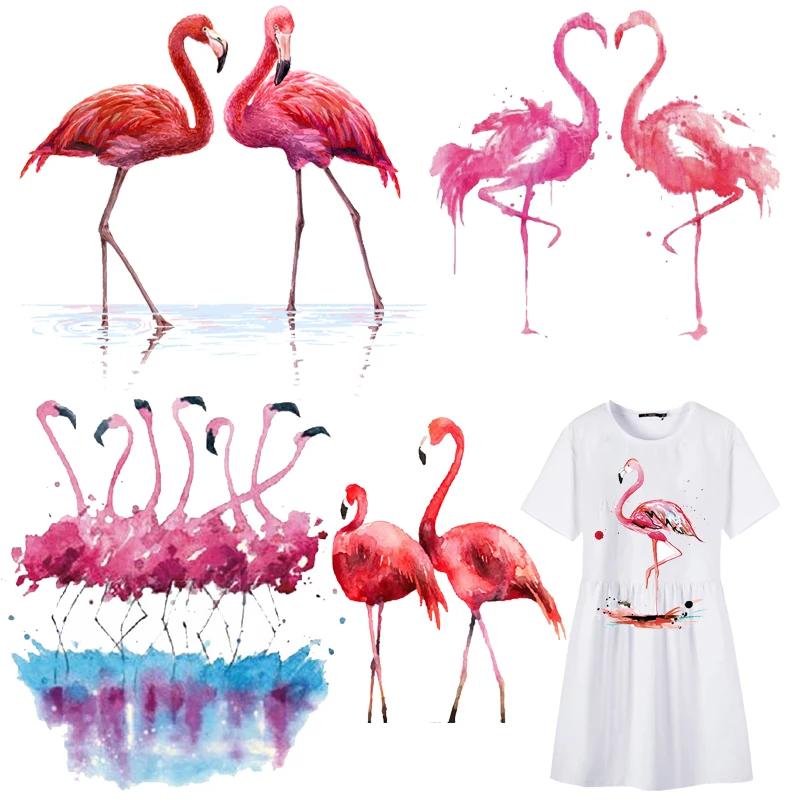 

Flamingo Patch Fusible Iron-on Transfers for Clothing Thermoadhesive Patches Diy Thermal Stickers on Clothes Applique for Dress