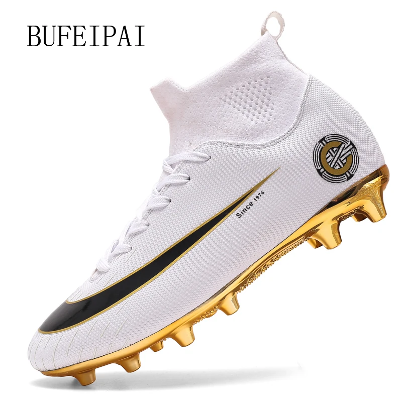 BUFEIPAI/белые/черные золотые мужские футбольные бутсы высокие женские Botas De Futbol