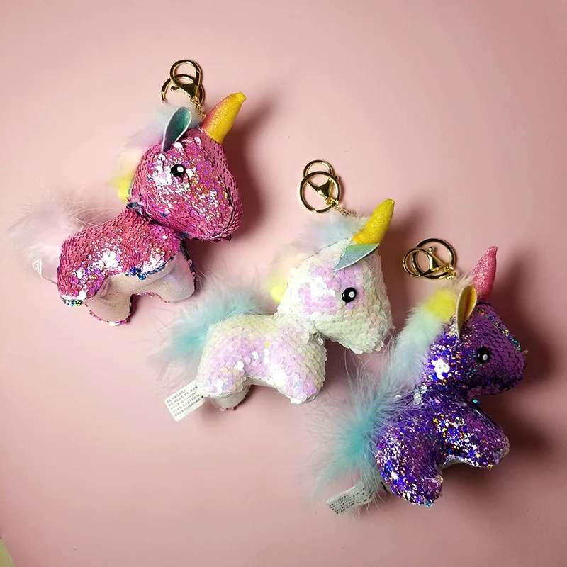 3 цвета блестящий единорог плюшевый милый брелок куклы игрушки для девочек