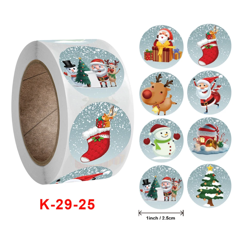 

HAPPY Merry Christmas Stickers Sealing Label Stickers Adhesive Seal Sticker Kraft Round Label Packaging Decoration