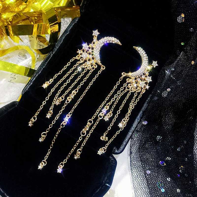 Женские серьги с Луной HEBEHERA длинные Ювелирное Украшение|Серьги-гвоздики| |