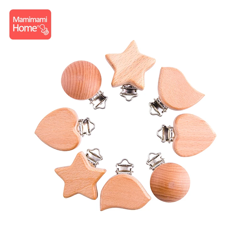 

20pcs Wood Pacifier Clips Baby Wooden Teether Rodent Blank DIY Pacifier Chain Nipple Holder Child Chewing Toy Gift Soother Clasp