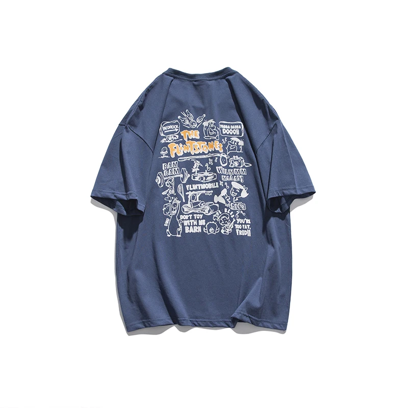 

Old fall studio men's four-color new summer short-sleeved couple round neck pullover T-shirt