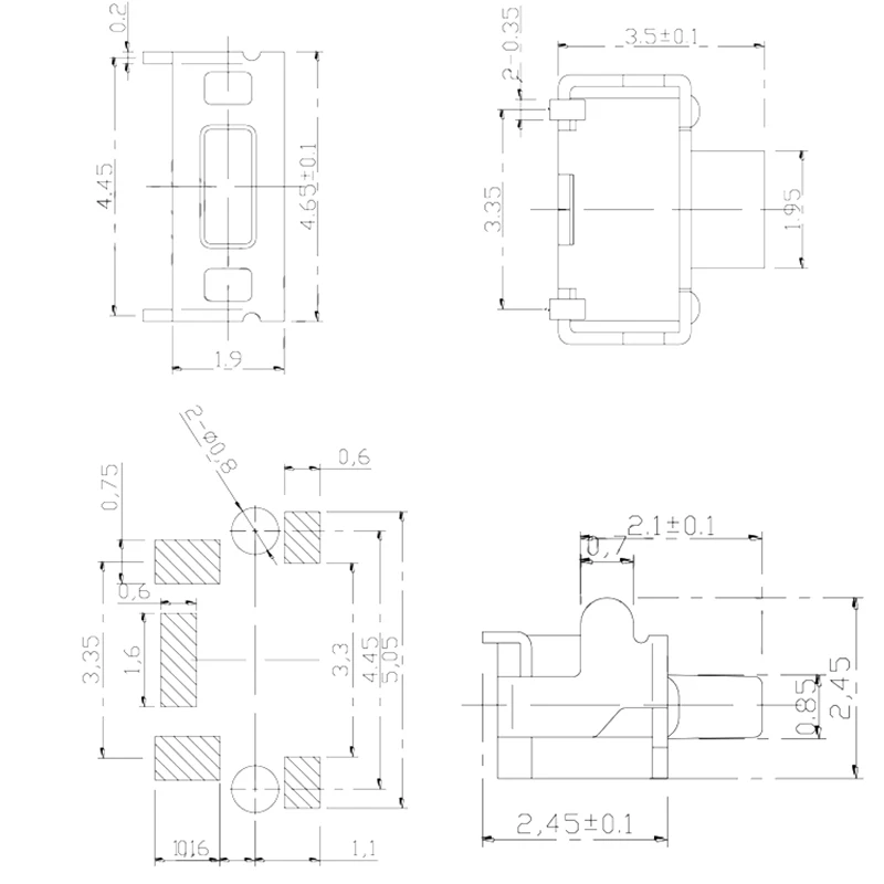 100 шт. встроенный кнопочный мини-переключатель с рамкой | Обустройство дома