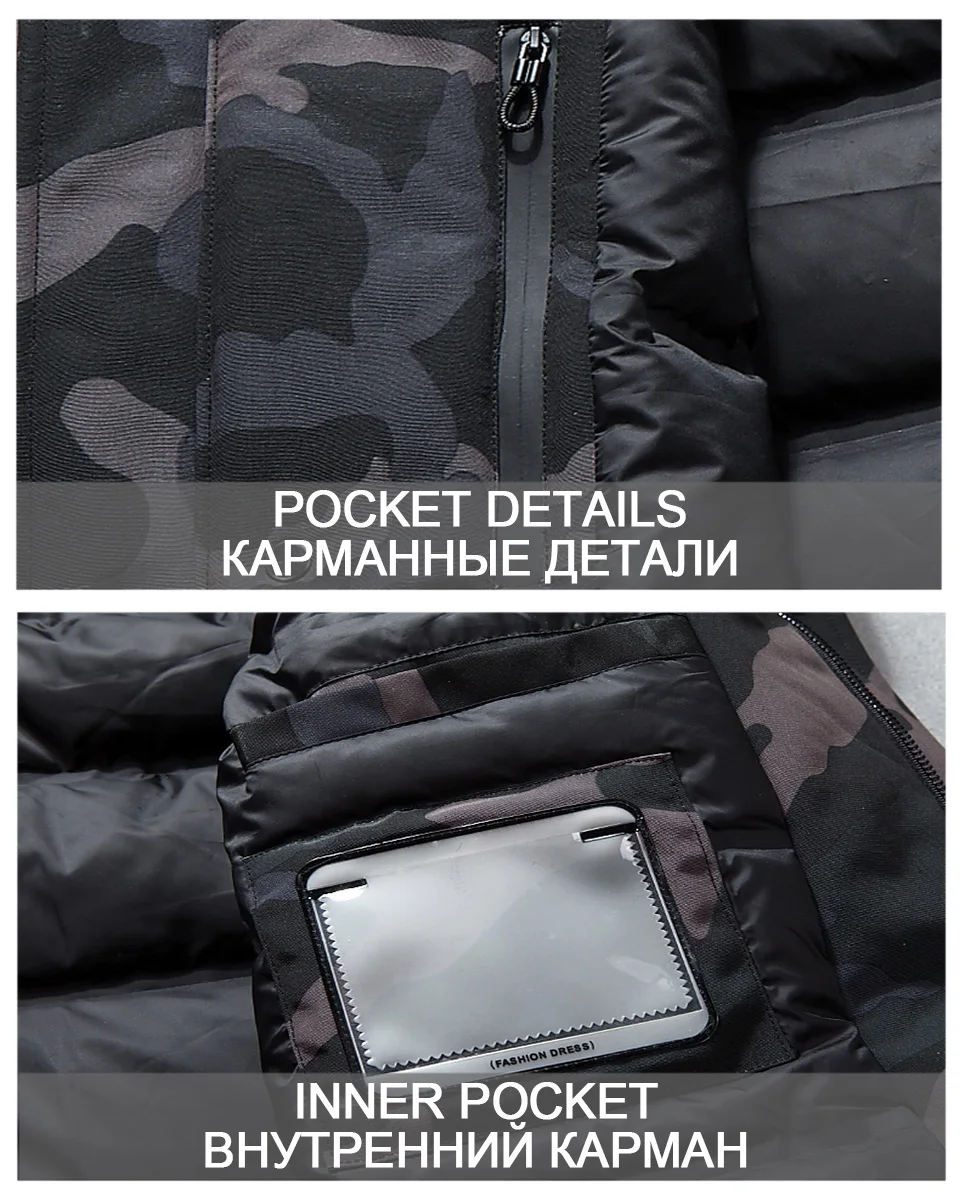 Новинка, мужское зимнее пуховое пальто, Толстая теплая длинная пуховая парка, мужская повседневная верхняя одежда, камуфляжная куртка с принтом, мужская куртка