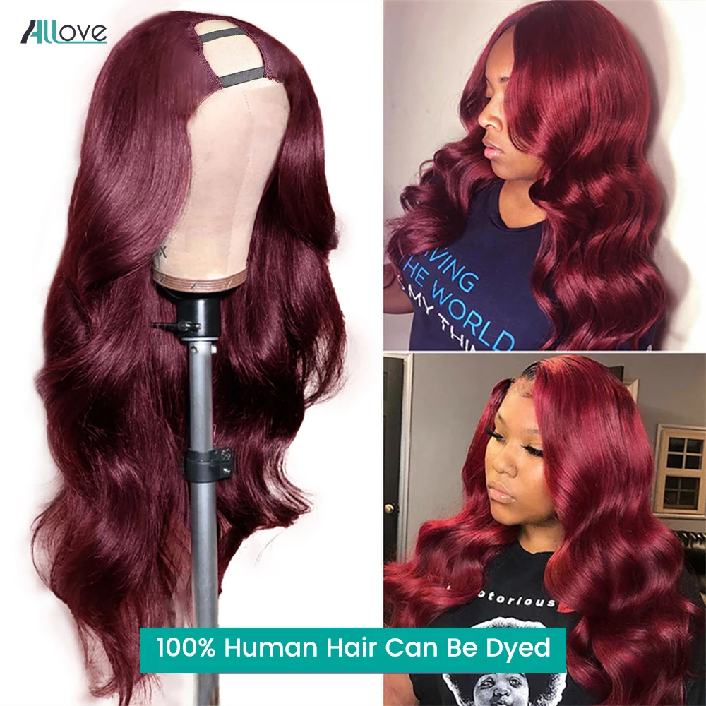 Allove U Part Wig Human Hair 30 Inch Glueless Body Wave U Shape Wig Full Machine Made Wig Brazilian Human Hair Wigs For Women images - 6