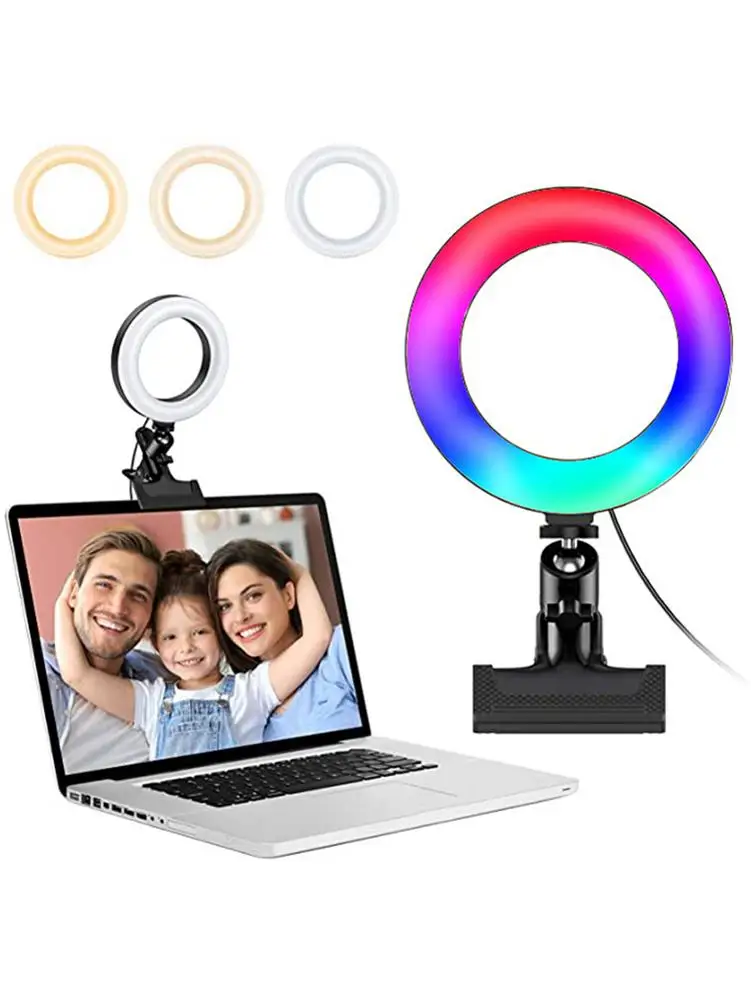 

Ring Light LED Lamp Lighting With Clip On Laptop Computer For Video Conference Zoom Webcam Chat Live Streaming Youtube