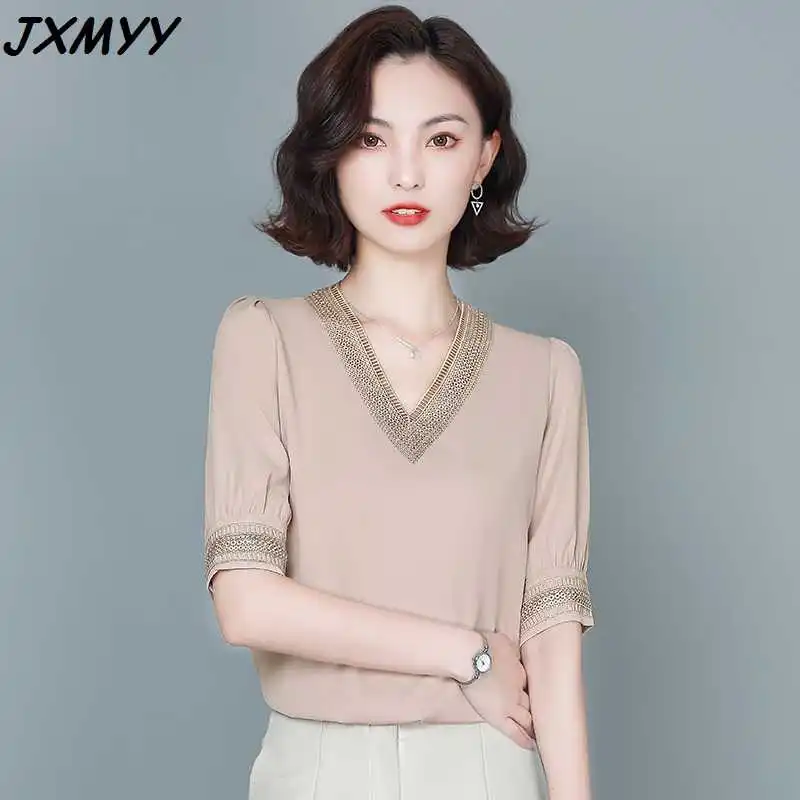 

ICCLEK Summer new fashionable western style v-neck mulberry silk satin silk