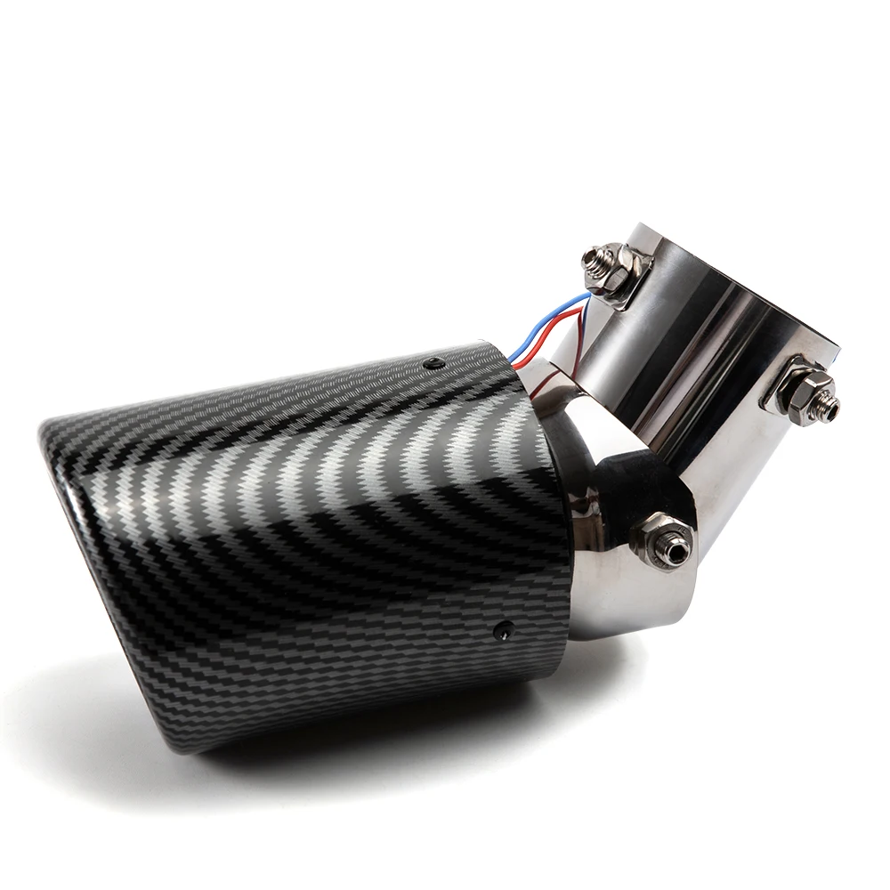 Универсальный модифицированный автомобильный глушитель выхлопной трубы 35-63 мм из углеродного волокна с синим светодиодным пламенем хромированный глушитель турбо-спорт.