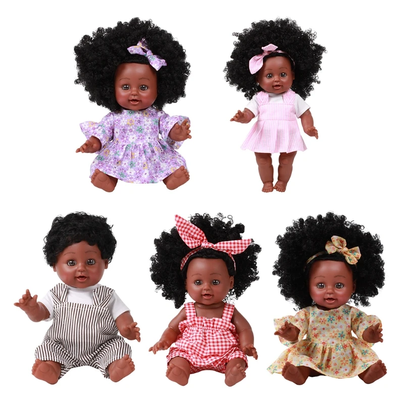 

35cm Black Doll African Girl Princess Lifelike Babies Play Dolls Lifelike Toys