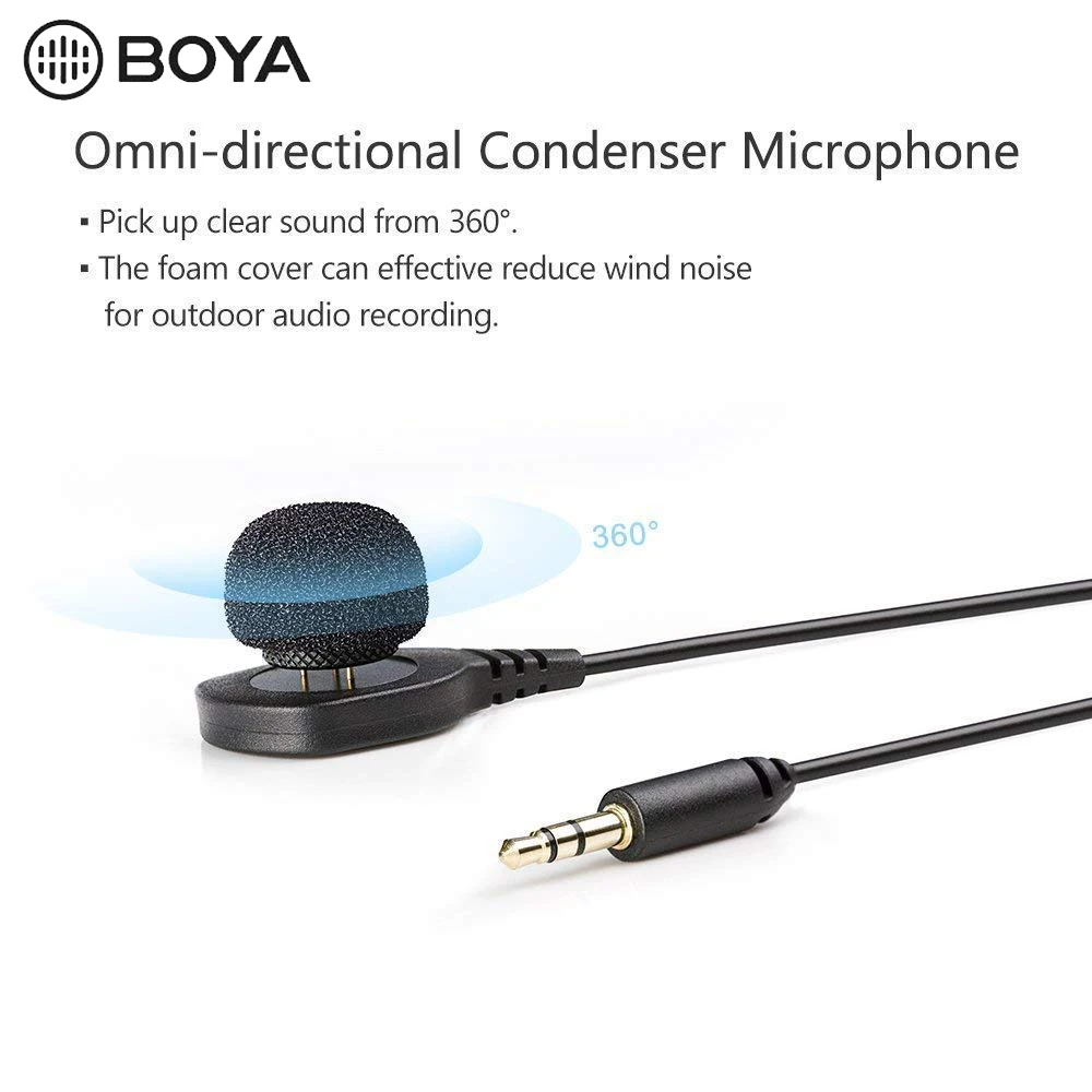 BOYA BY-HLM1 Omnidirection конденсаторный Lavalier Pin скрытый 3 5 мм разъем микрофон с ветровым