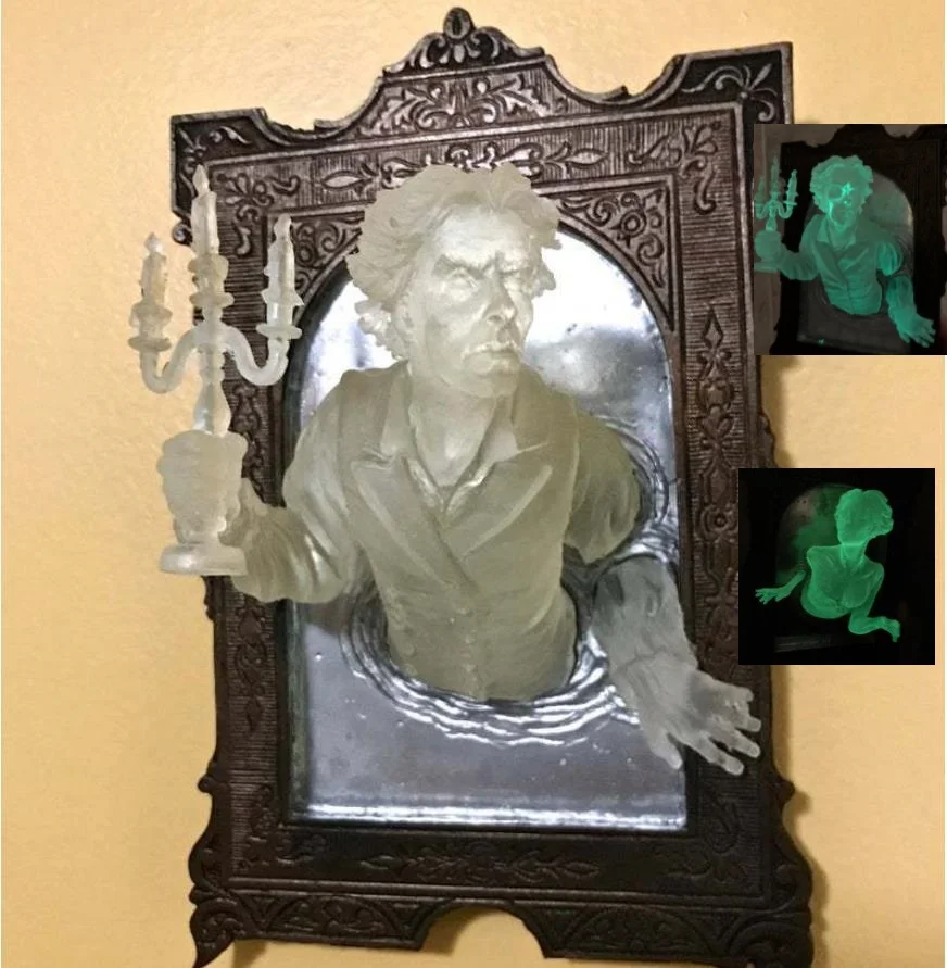 

Rahmen Halloween Prop 3D Luminous Wall Sculpture Resin Ghost Mirror Wall Decoration Party SuppliesStatue Wall Sculpture