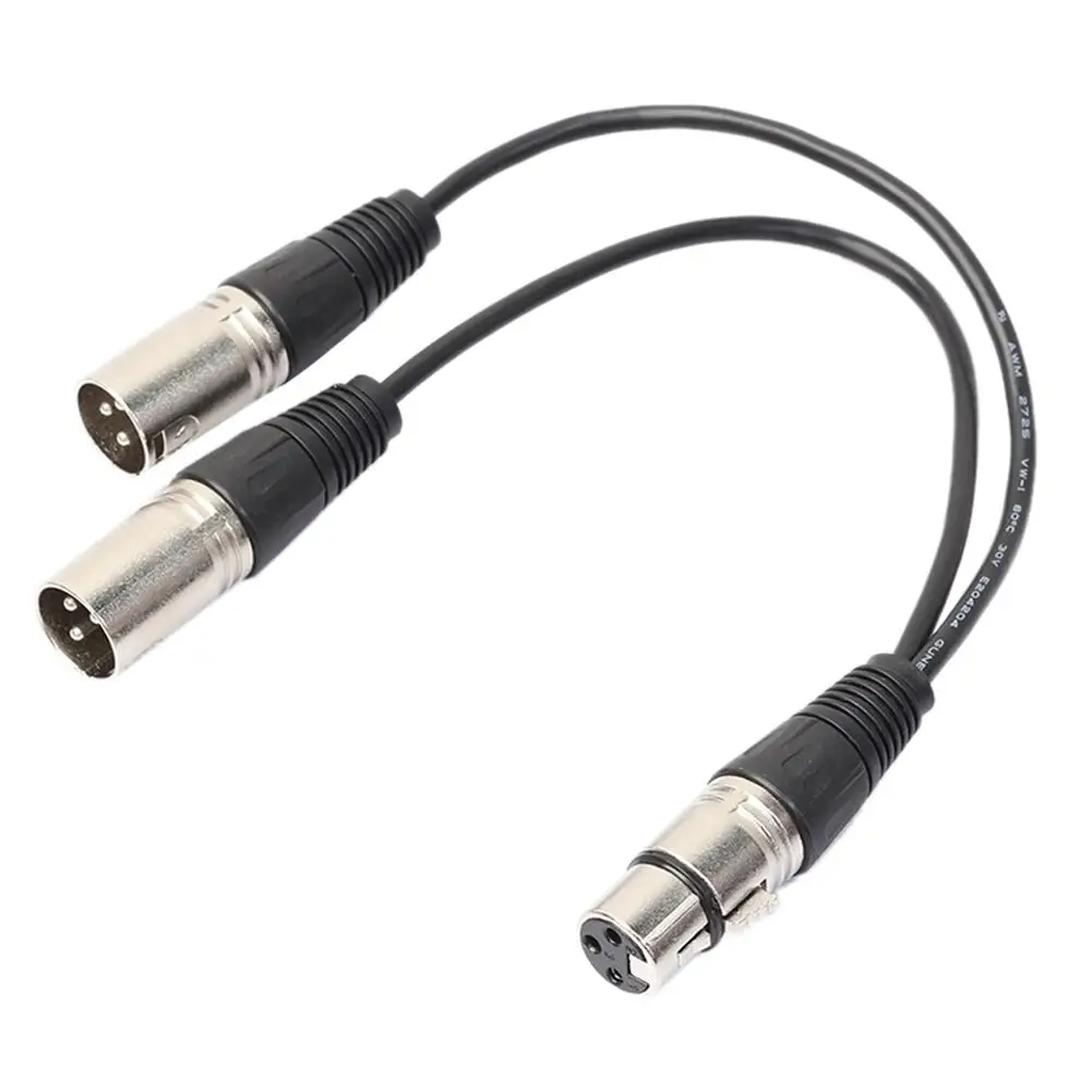 

0.3m 1Ft 3P XLR Microphone Audio Extension Cable Cord wire Female Jack to Dual 2 Male Plug Y Splitter Cable Adaptor Cord