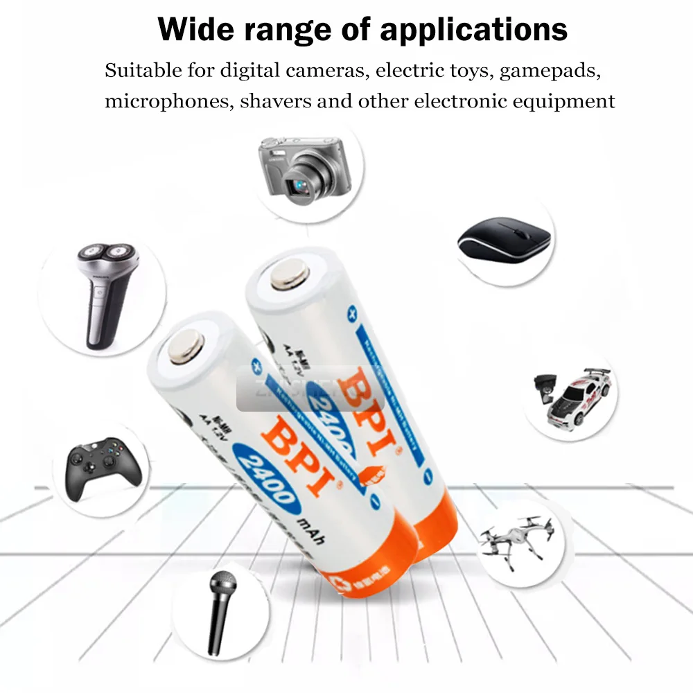 Никель металлогидридный перезаряжаемый аккумулятор BPI 1 2 в 2400 мАч 1000 циклов