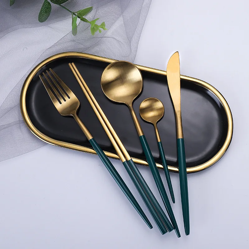 Горячая Распродажа 4 шт./компл. чистое золото Европейские столовые приборы нож 304