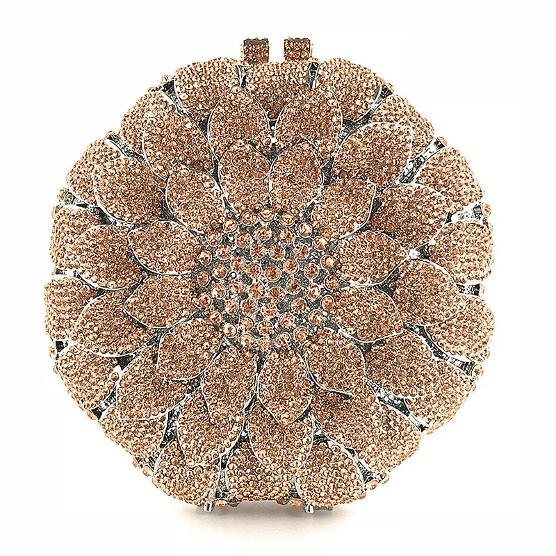 

2020 New Metal Plume flowers Diamond Evening Bag Party personality handbag Clutch Bag