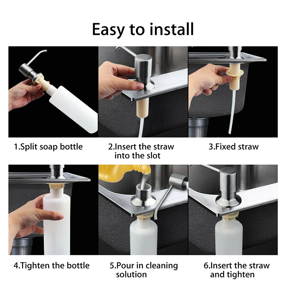 

300ML Stainless Steel Soap Dispenser Kitchen Sink Bathroom Soap Hand Liquid Pumps Bottle LB88