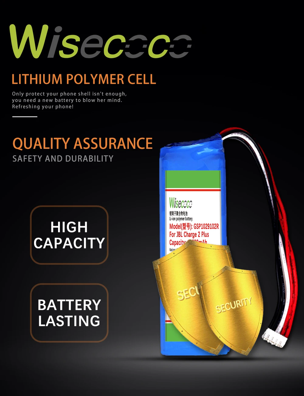 WISECOCO 10700 мАч GSP1029102R Аккумулятор для J BL Charge 2 Plus Charge 2+ Charge 3 новейшее производство высокое качество батареи