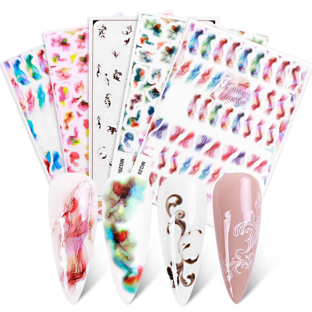 

5Pcs/set 3D Shiny Self Adhesive DIY Nail Art Decorations Manicure Decals Blooming Flowers Nail Stickers