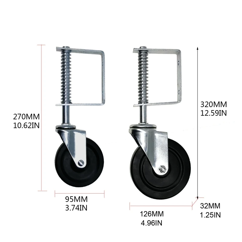 

4/5 Inch Spring-loaded Casters Universal Wheel Gate Spring Wheels Home Iron Fences Warehouse Gate Replacement Caster
