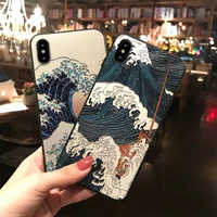 ocean waves 3d emboss phone case for iphone x xs xr 11 12 13 pro max soft comfit matte back cover for iphone 7 8 plus capa coque