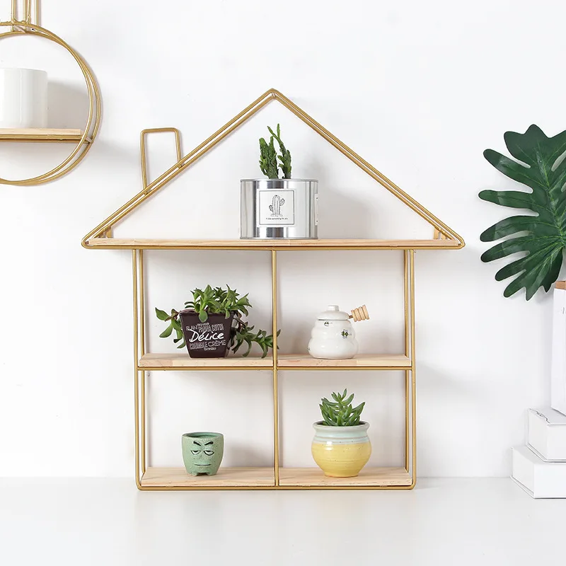 Дом металлические деревянные стеллажи для хранения подвесной Декор ящик