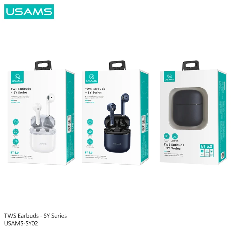 

USAMS TWS Wireless Bluetooth 5.0 Earbuds Stereo Earbud HIFI Headset With Charging Box For Apple Andriod IOS Cellphone Earphone