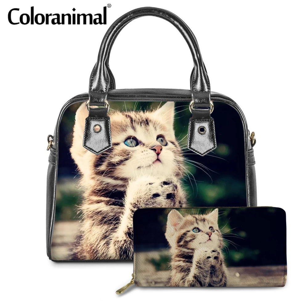 Coloranimal модная женская обувь 2 шт./компл. PU кожаная сумка на плечо тоут сумки и