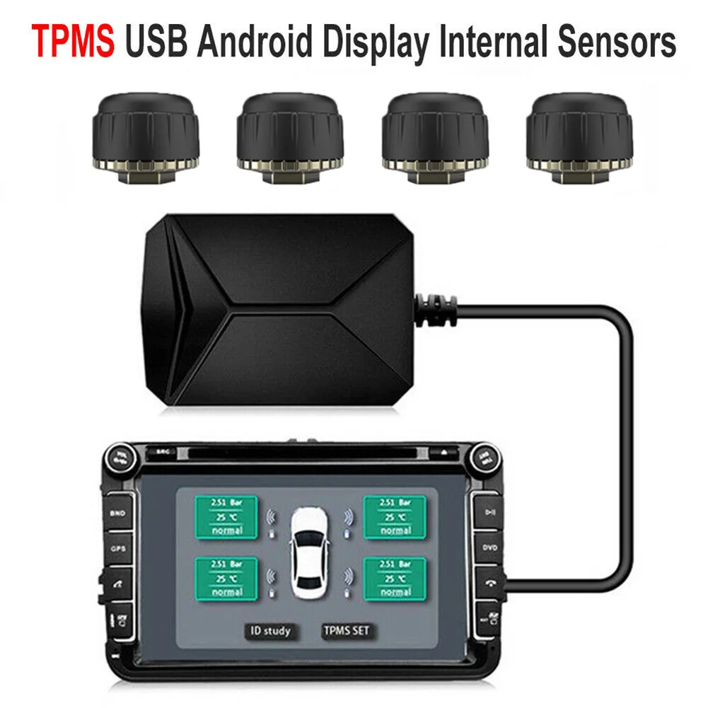 

Tire Tyre PressureTemp Monitoring Alarm System USB TPMS Unique Parts Portable Car Ornaments for Android Car Radio